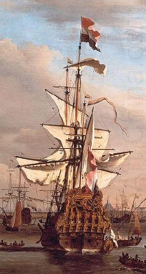 Cornelis de Tromp's former flagship the 'Gouden Leeuw' on the IJ in front of Amsterdamdetail, willem van de velde  the younger